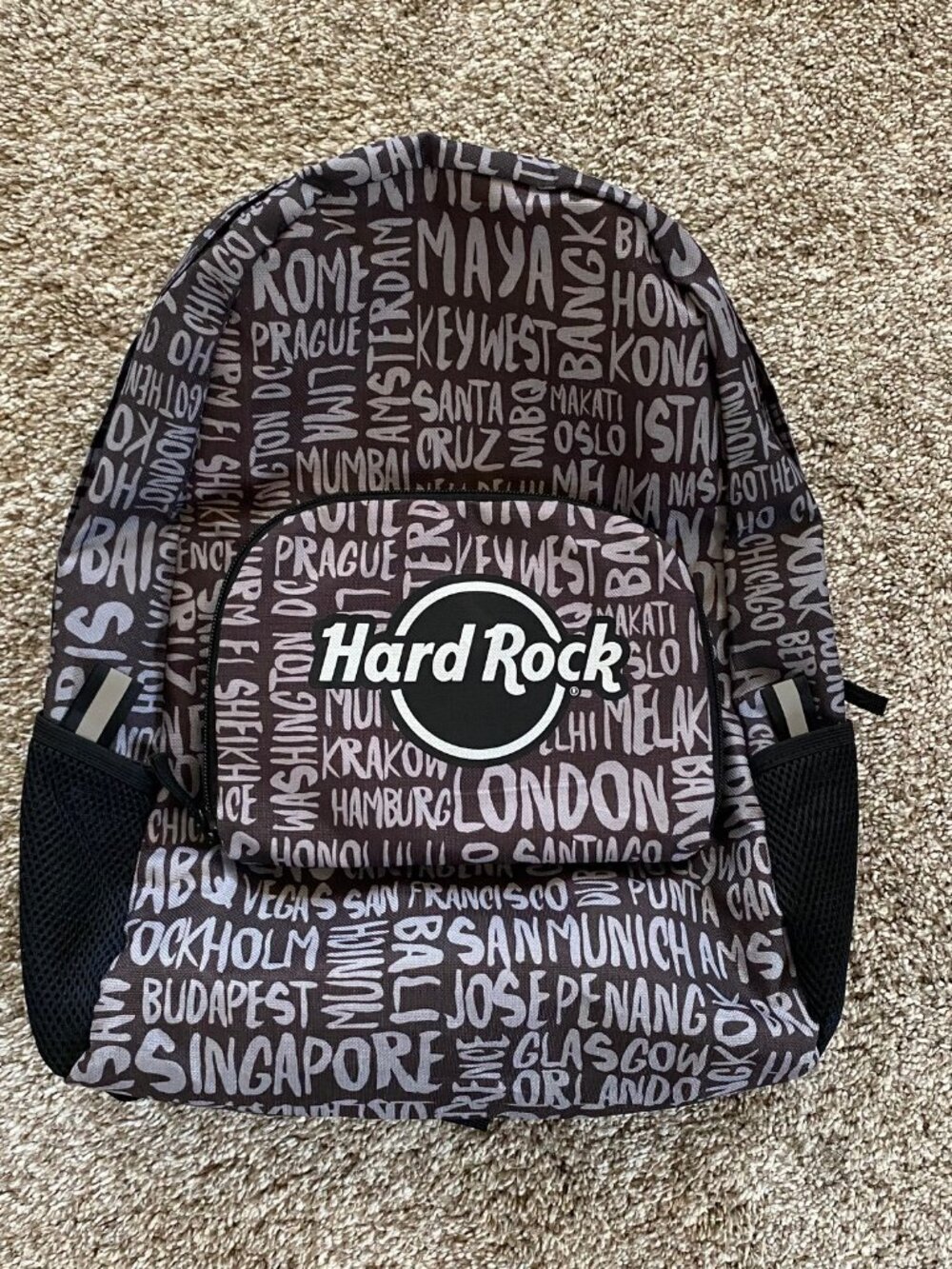 Official Hard Rock Cafe DESTINATION Print Backpack 18" tall 14" wide Lightweight
